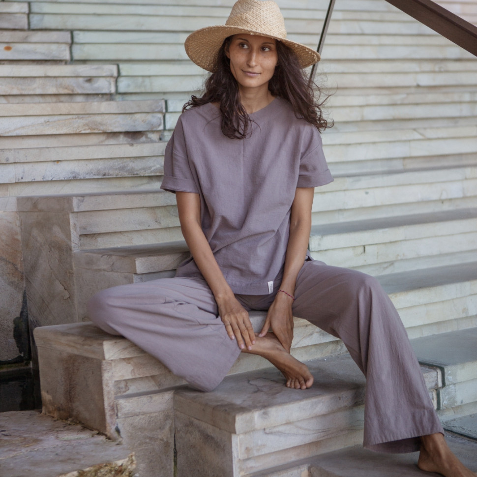 Брюки из хлопка-камень